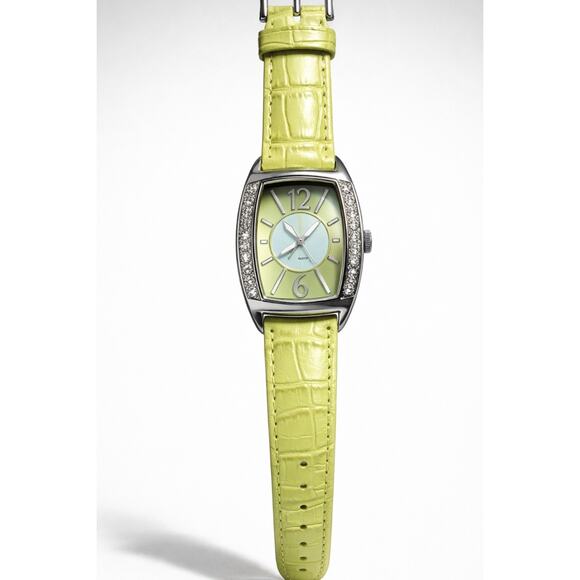 Avocado Green Mother of Pearl Watch Rhinestone Case NWT Chic main image 10